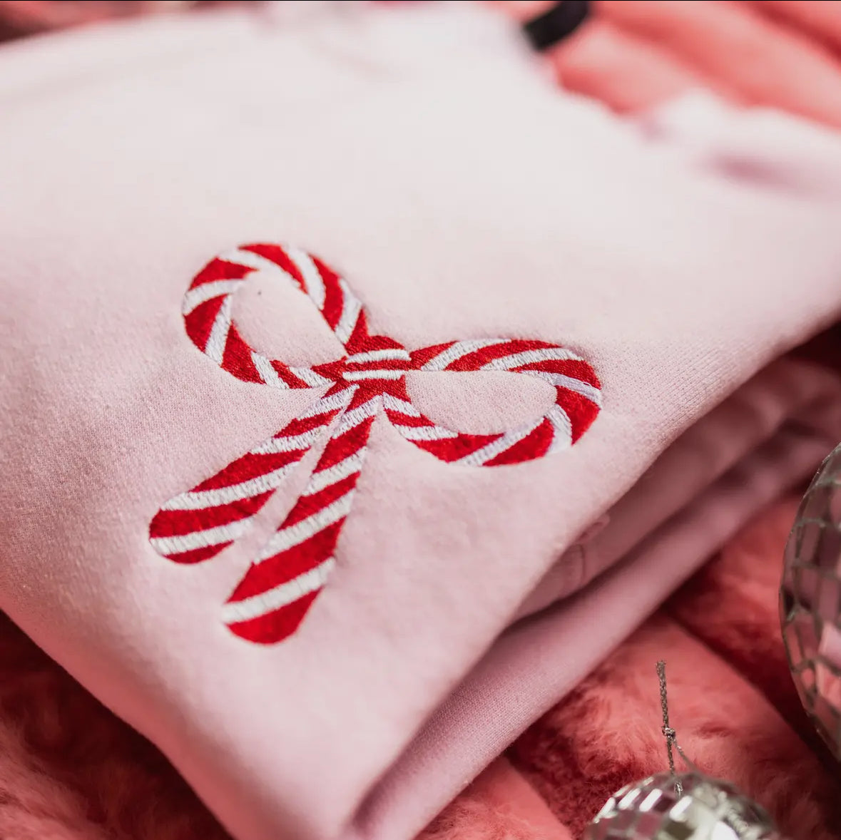 Candy Cane Christmas Embroidered Sweatshirt