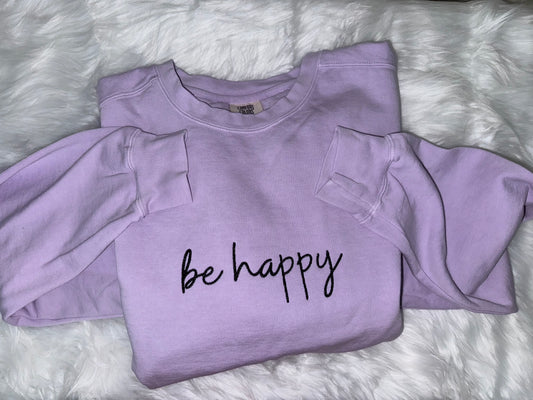 Be Happy Embroidered Sweatshirt