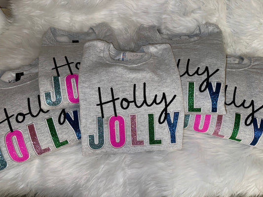 Holly Jolly Embroidered Sweatshirt