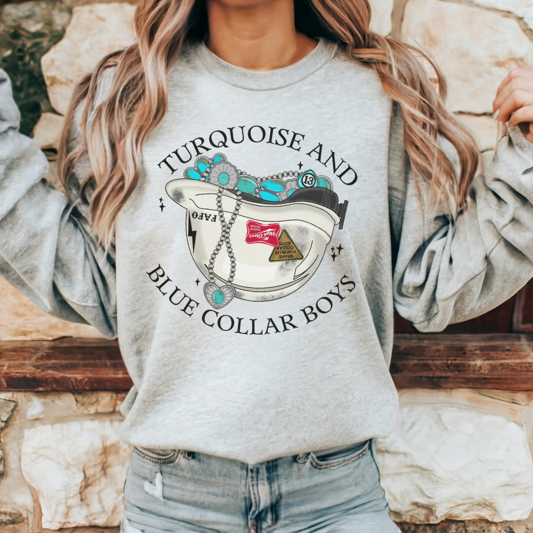 Turquoise and Blue Collar Boys Sweatshirt